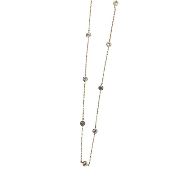 Gold-Plated Necklace With Round Crystal Stations & Lobster Clasp - Picture 2 of 6